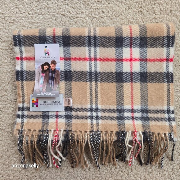 John Hanley Accessories - NWT Extra Fine Merino Wool Plaid Scarf Made in Ireland